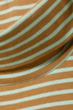 Mustard & Mint Stripes - Boxy Long-Sleeved Mock Turtleneck Top - 4