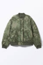 Dark Khaki - Floral - Loose Reversible Bomber Jacket - 6