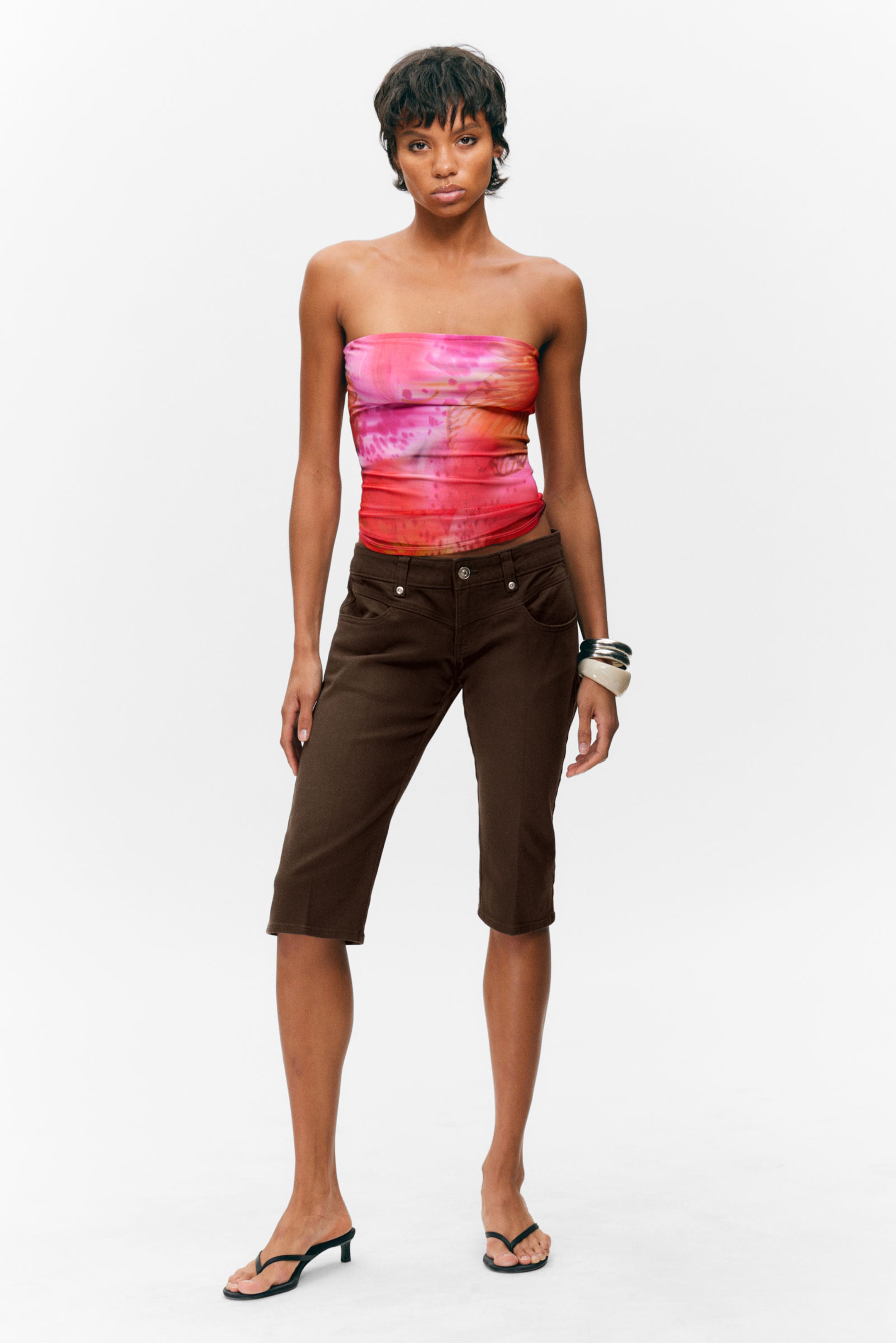 #D598BB - Printed Mesh Bandeau Top - 2