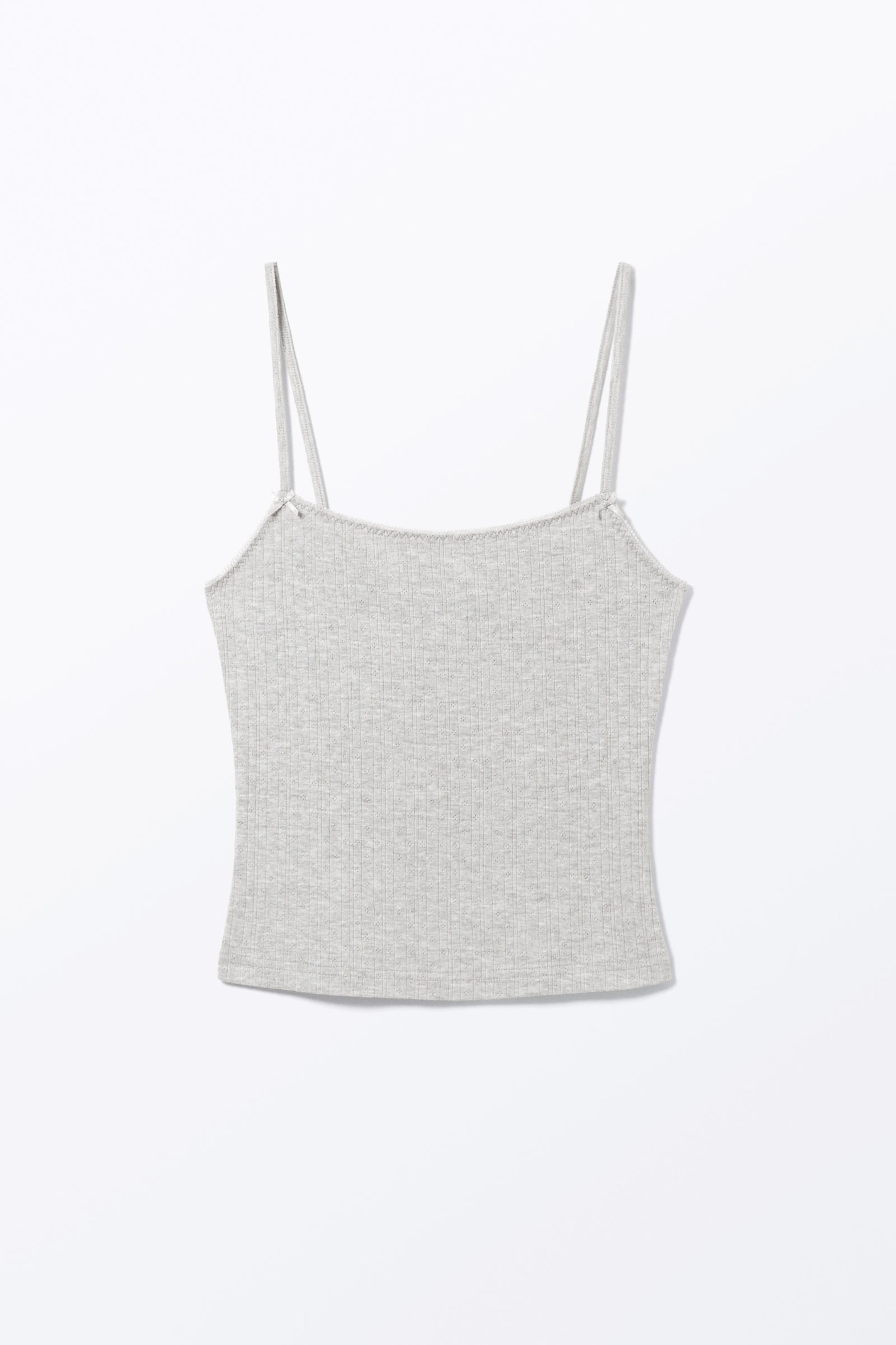 Grey Melange - Pointelle Strap Top - 3