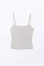 Grey Melange - Pointelle Strap Top - 3