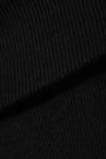 Black - Ribbed Fold-over Waist Flared Trousers - 4