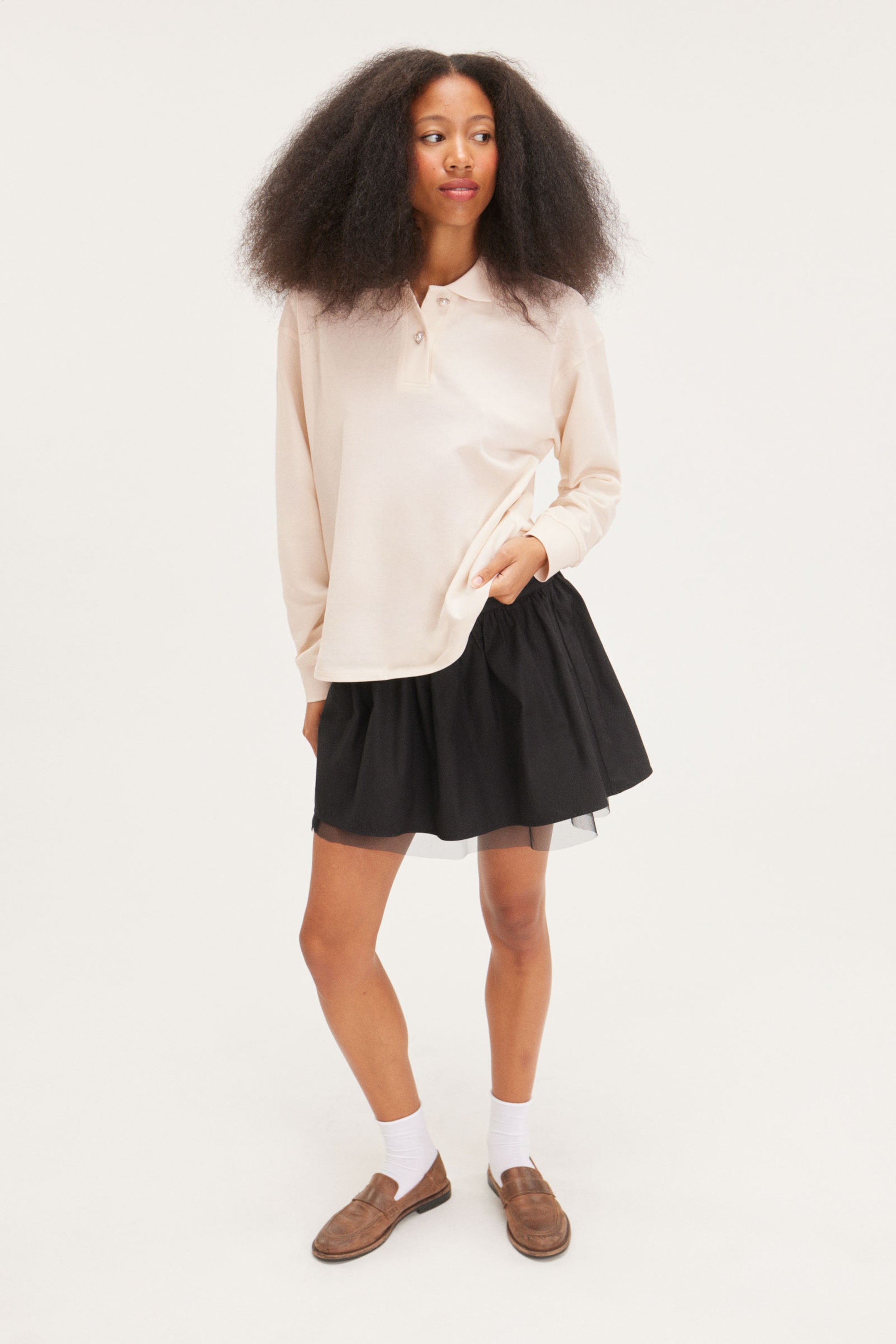 White - Long Sleeve Rugby Polo Top - 0