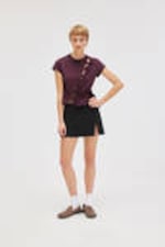 Black - Mini Pull-on Skirt - 1