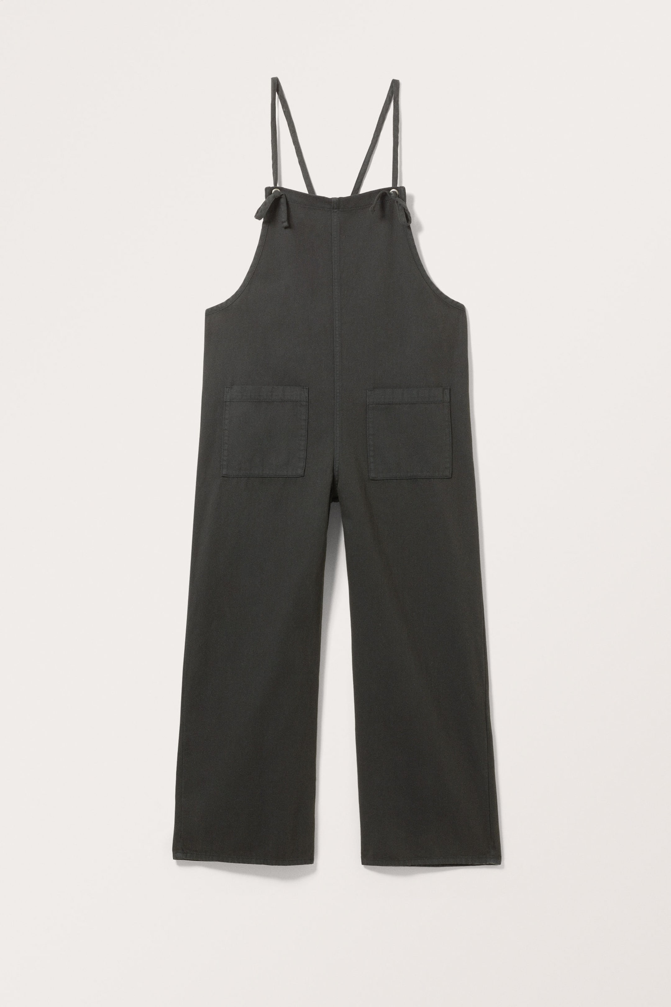Black - Tie Denim Dungarees - 3