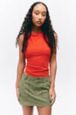 Bright Orange - Super soft sleeveless boatneck top - 1