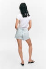 Fluid Blue - Light Blue - Low Rise Raw Hem Mini Denim Shorts - 3