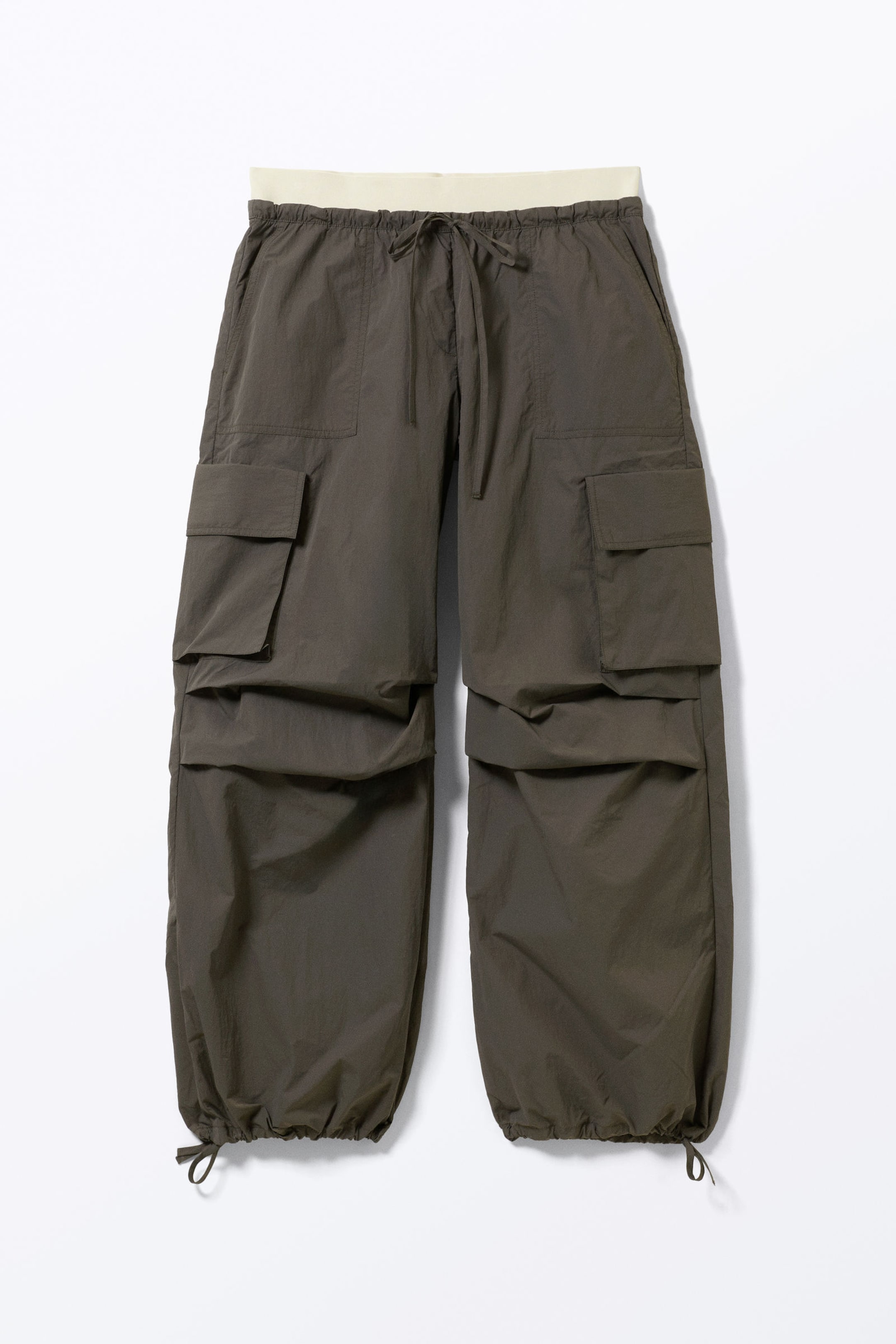Dark Grey - Loose Nylon Cargo Trousers - 3