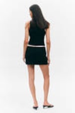 Black - Low Waisted Mini Suiting Skirt - 2