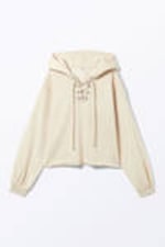 Light Beige - Cropped Lace-up Hoodie - 3