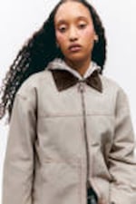 Pinkish Beige - Padded Cotton Canvas Jacket - 1