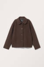 Dark Brown - Single-breasted Wool Blend Jacket - 4