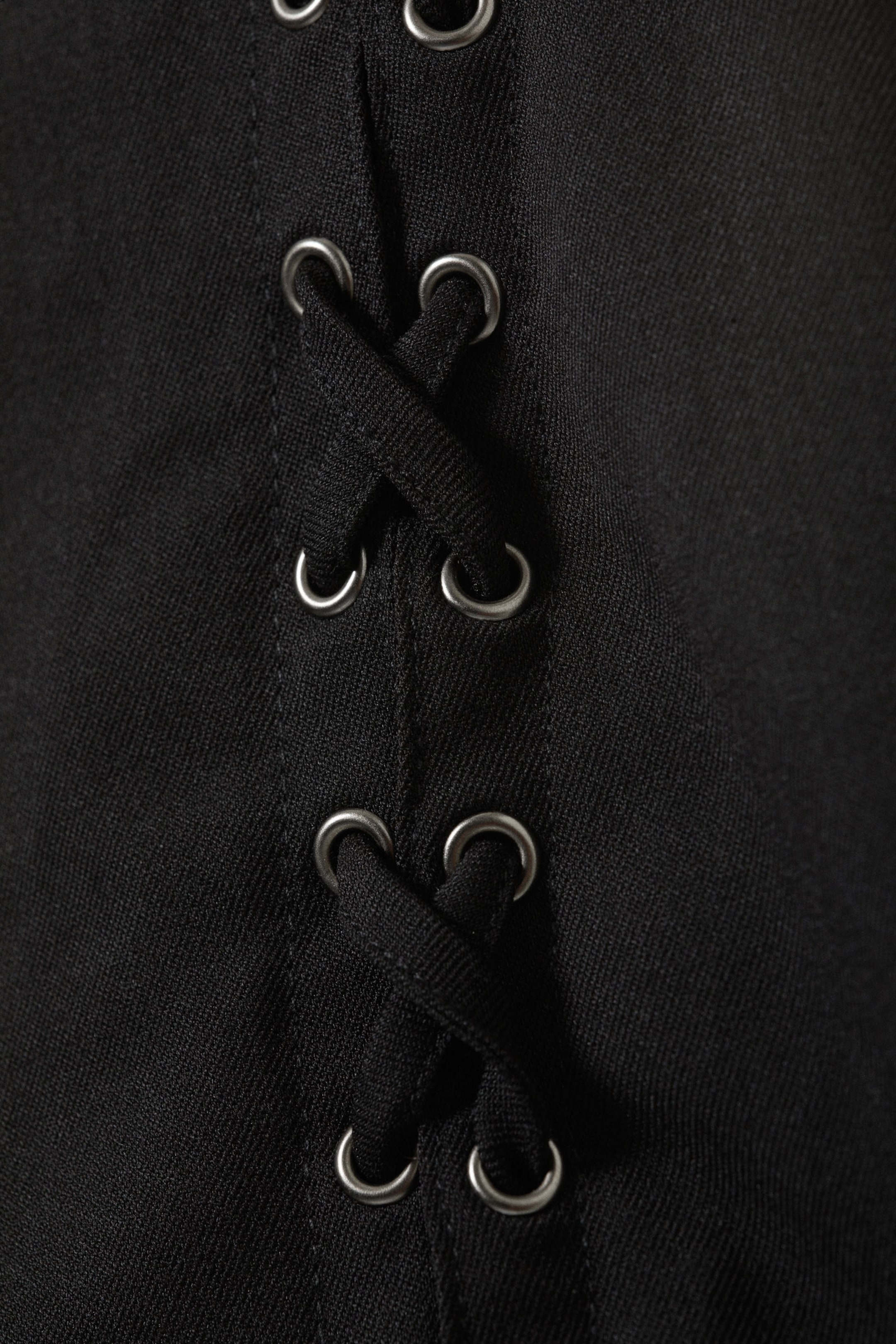 Black - Sleeveless Lace-Up Mini Dress - 4