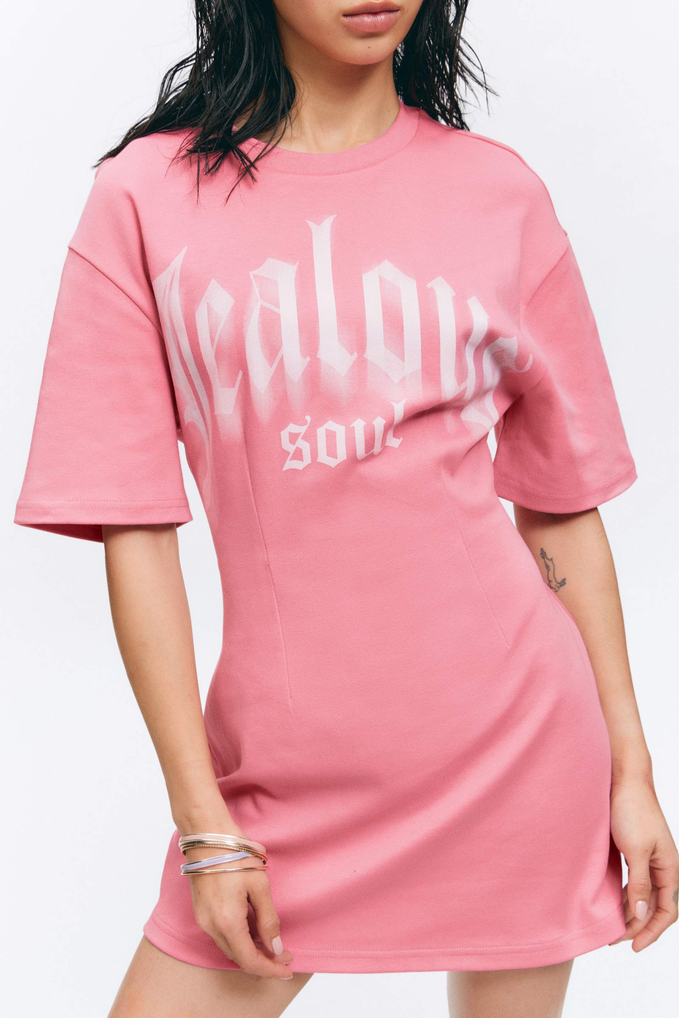 #E08A9F - Structured Mini T-shirt Dress - 2