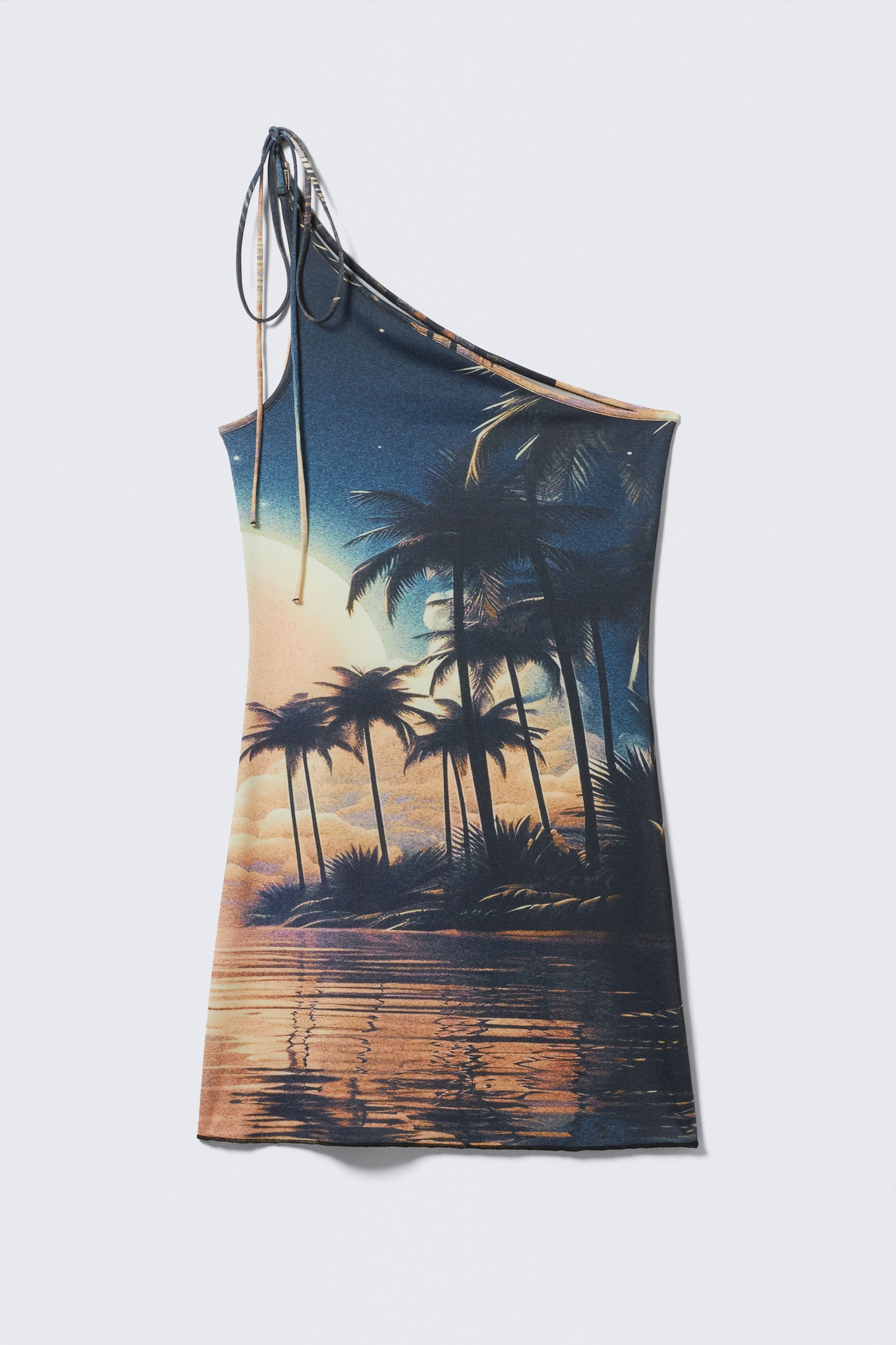 #3B3D4B - Asymmetric Strap Tie Mini Dress - 2