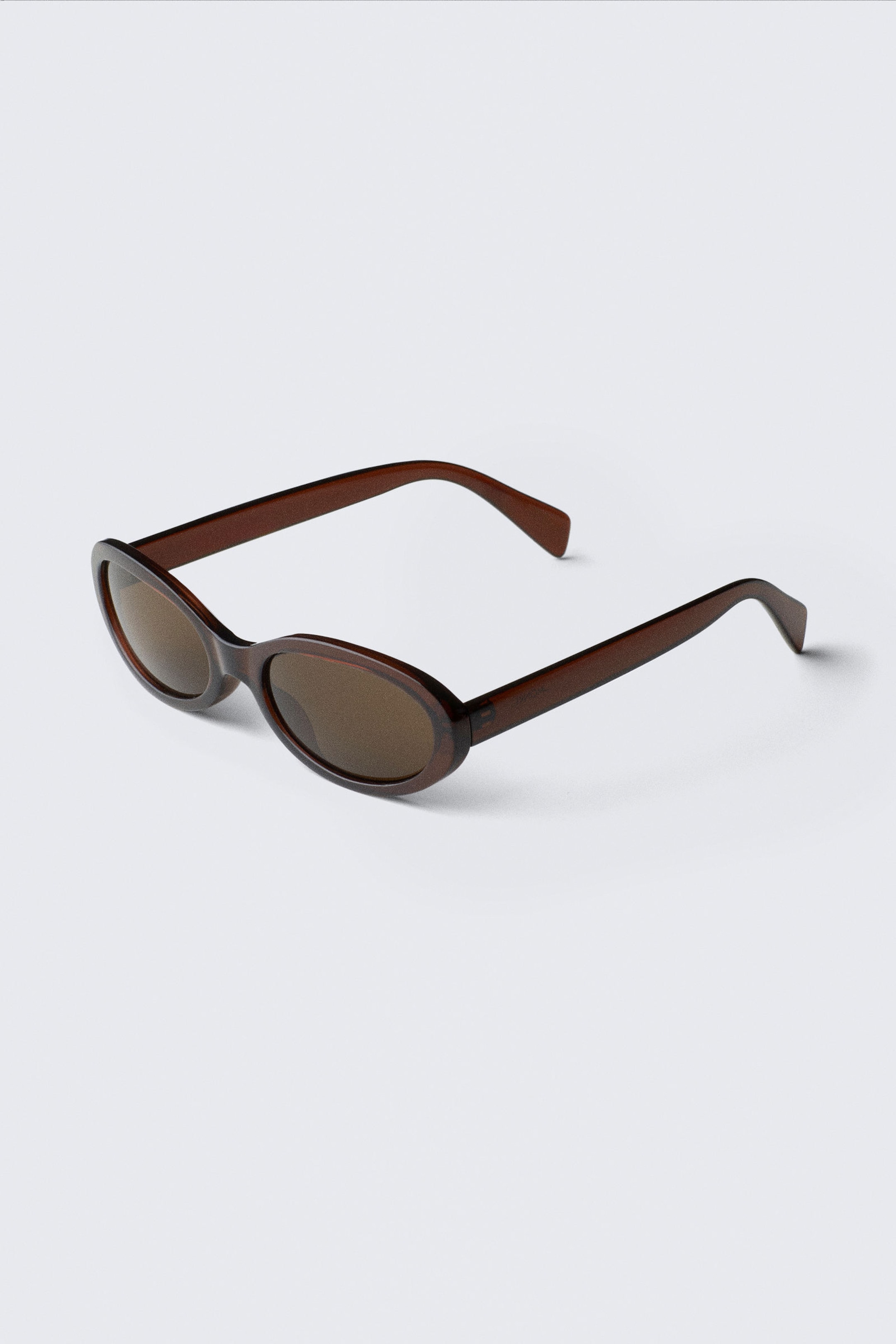 Dark Brown - Brown Lenses - Slim Oval Tinted Sunglasses - 3