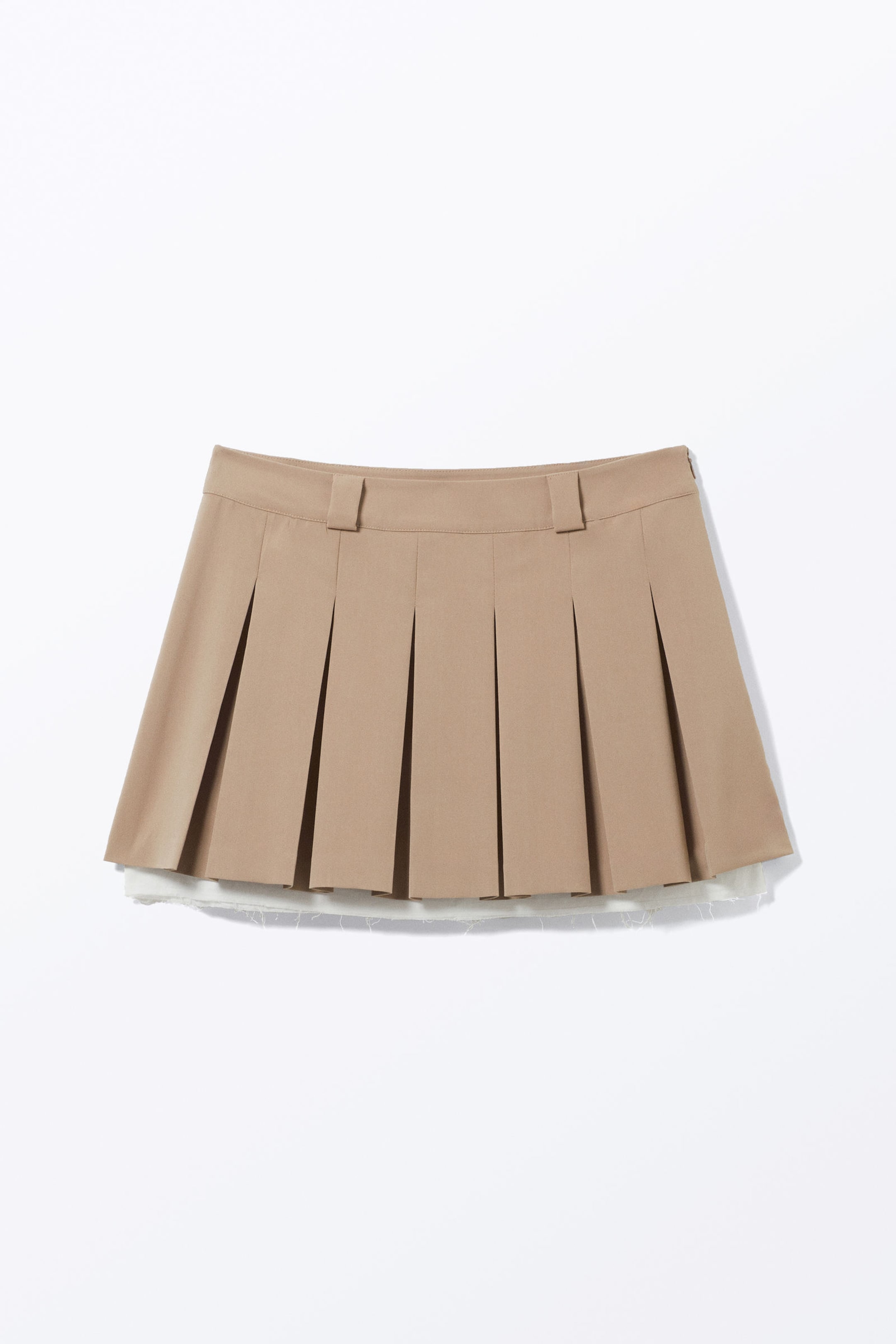 Dusty Beige - Low Pleated Mini Skirt - 3