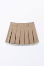 Dusty Beige - Low Pleated Mini Skirt - 3