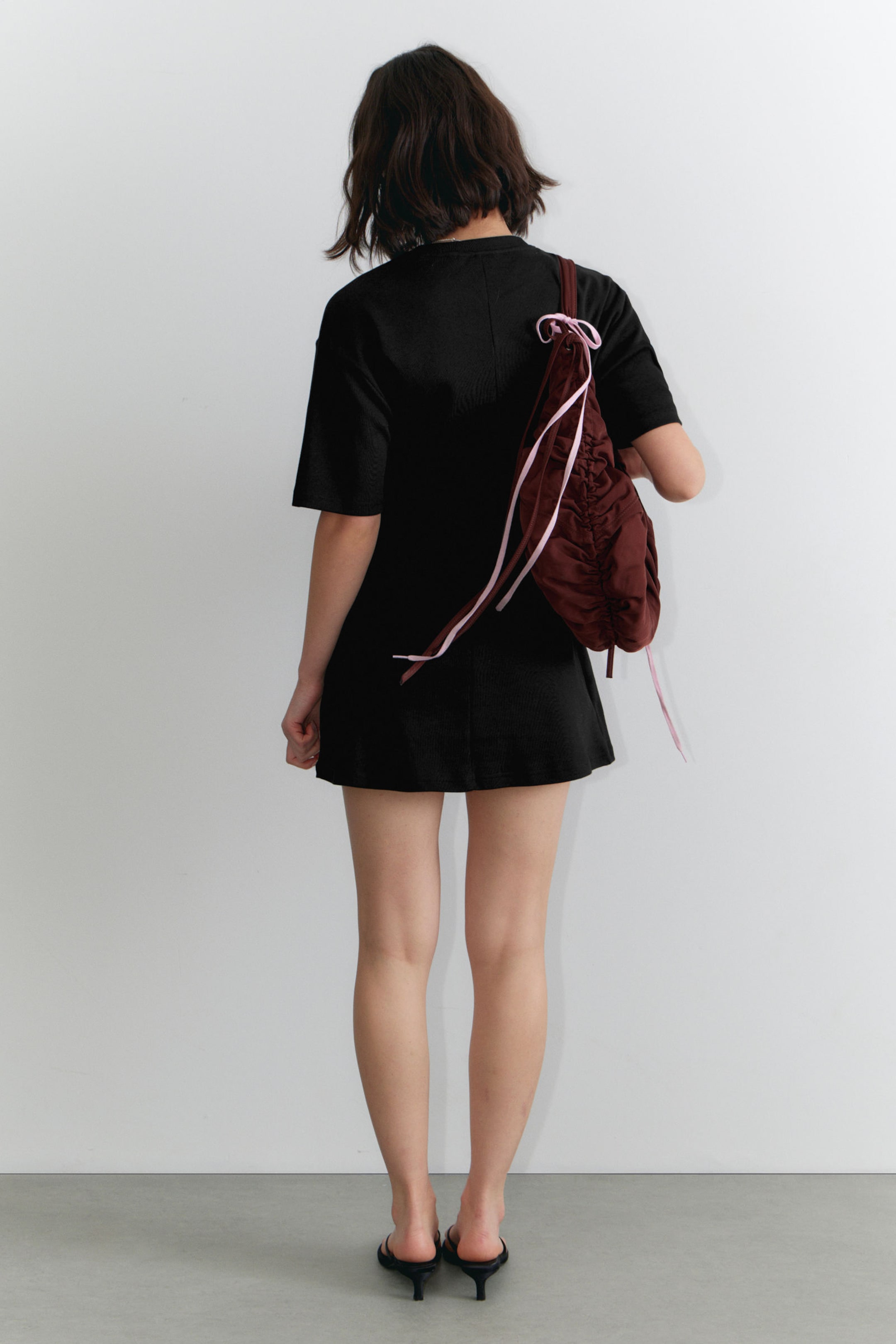 Black - Structured Mini T-shirt Dress - 2