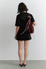 Black - Structured Mini T-shirt Dress - 2