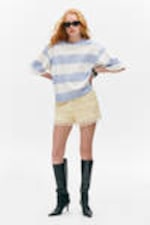 Light Blue & White Stripe - 28 - Boxy Fit Printed T-Shirt - 1