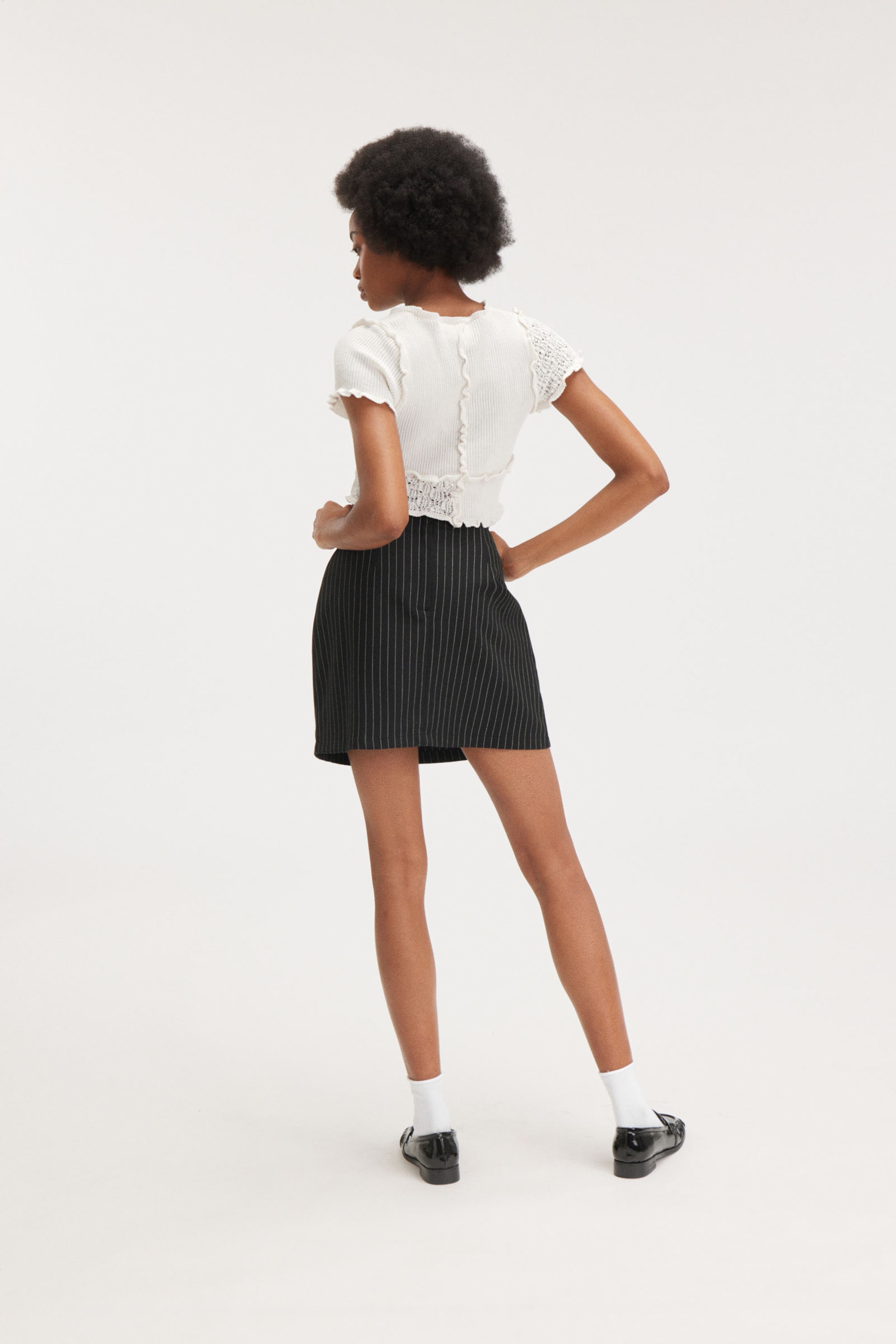 Black pinstripe - A-line mini skirt - 2
