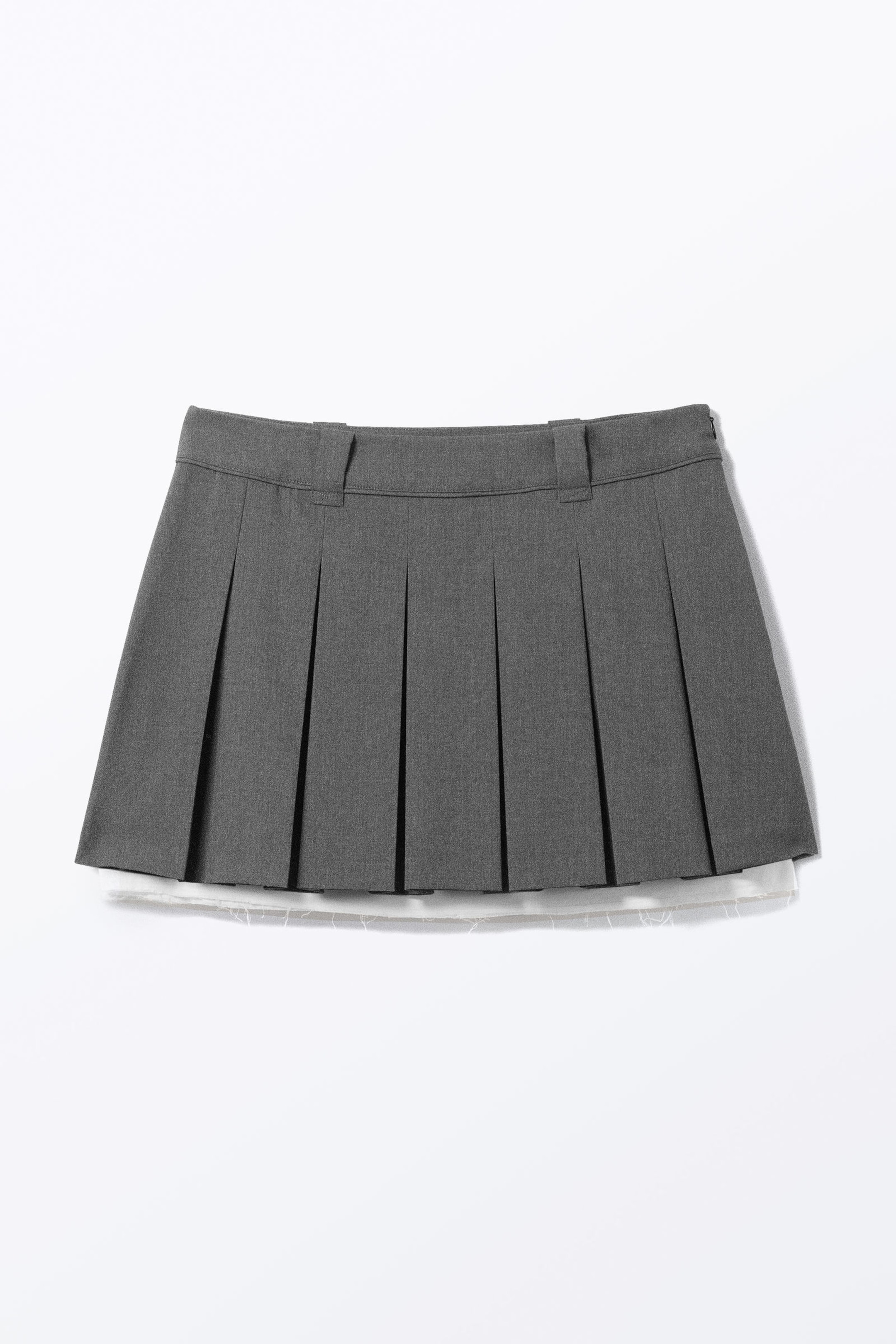 Dark Grey - Low Pleated Mini Skirt - 4