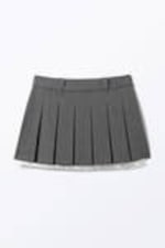 Dark Grey - Low Pleated Mini Skirt - 4