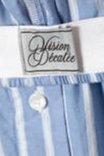 Striped Blue - Wide-Leg Cotton Twill Trousers - 7