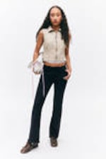 Black - Frayed Low Waist Twill Trousers - 0