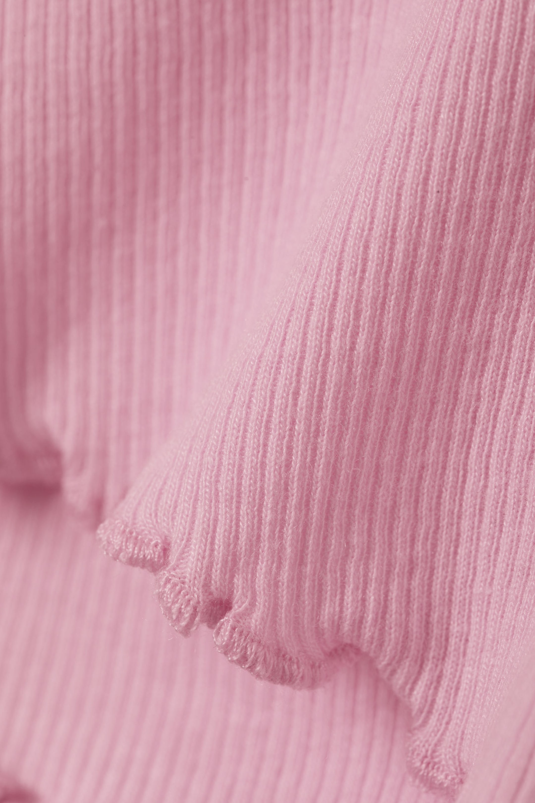 Pink - Ribbed Frilled Mini Shorts - 4