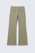 Khaki Green - Low Waisted Bootcut Twill Trousers - 4