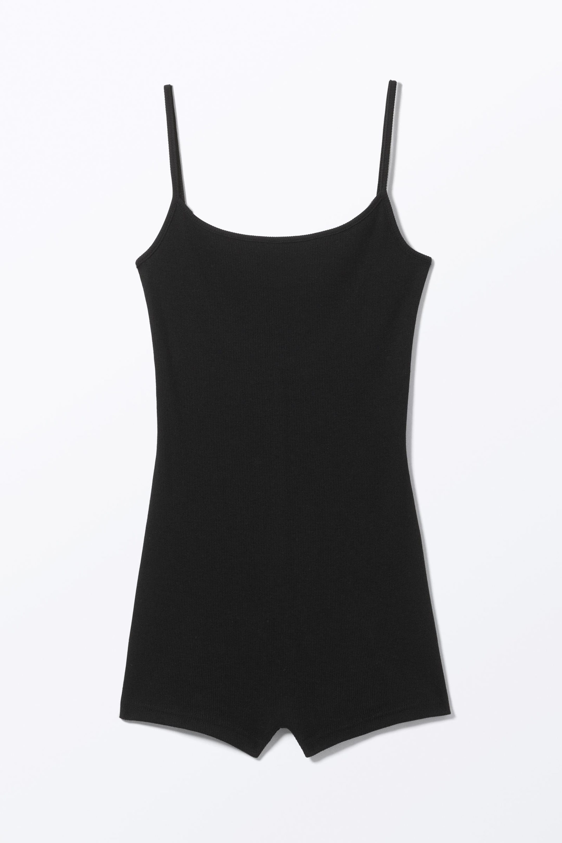 Black - Ribbed Fitted Jumpsuit - 3