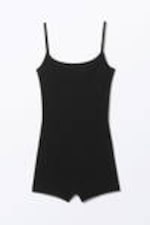 Black - Ribbed Fitted Jumpsuit - 3