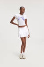 White - Purple Bow - Cropped t-shirt - 1