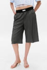 Dark Grey Melange - Relaxed Low Waisted Pull-on Shorts - 1