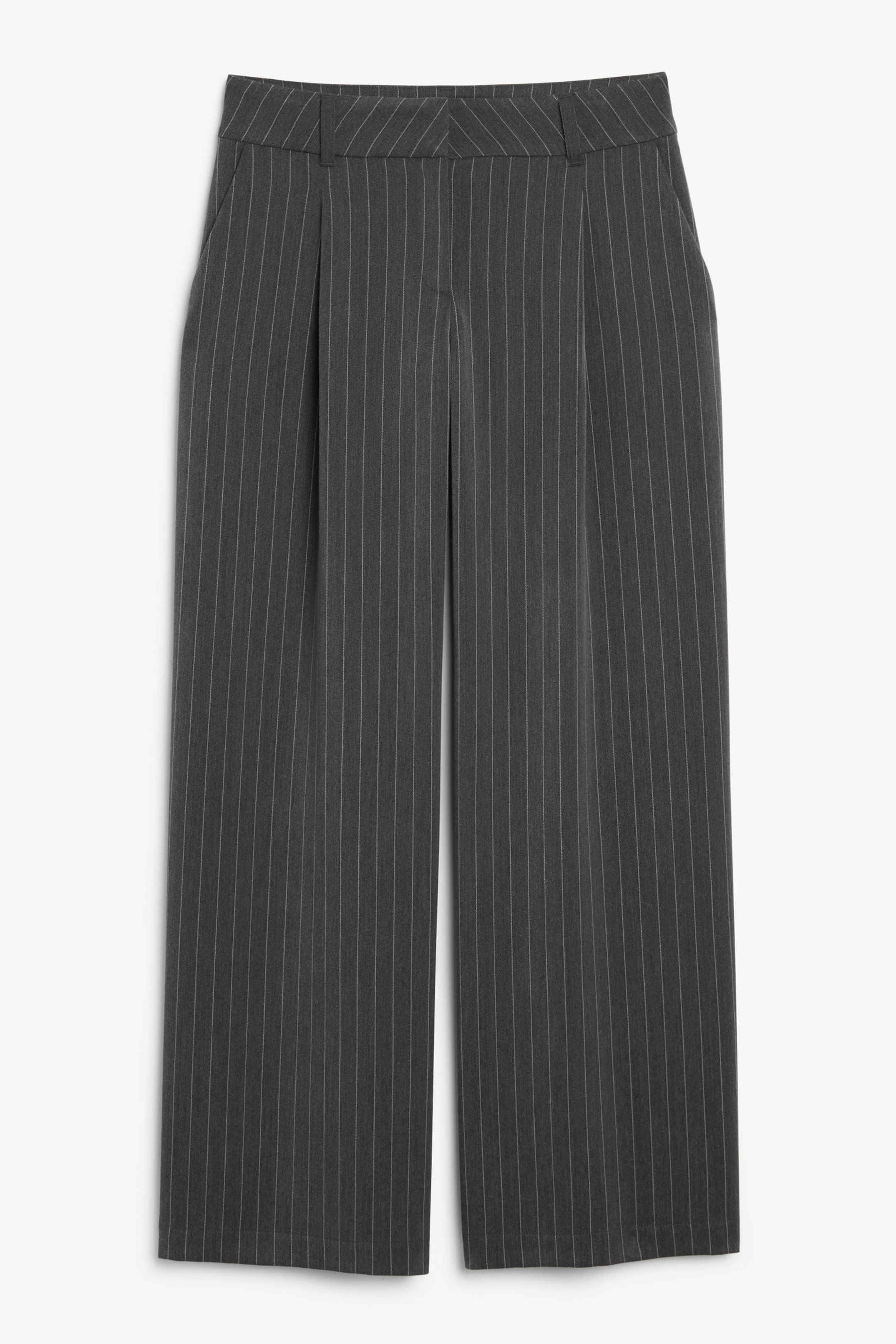 Grey pinstripe - Low waist wide leg tailored trousers - 3