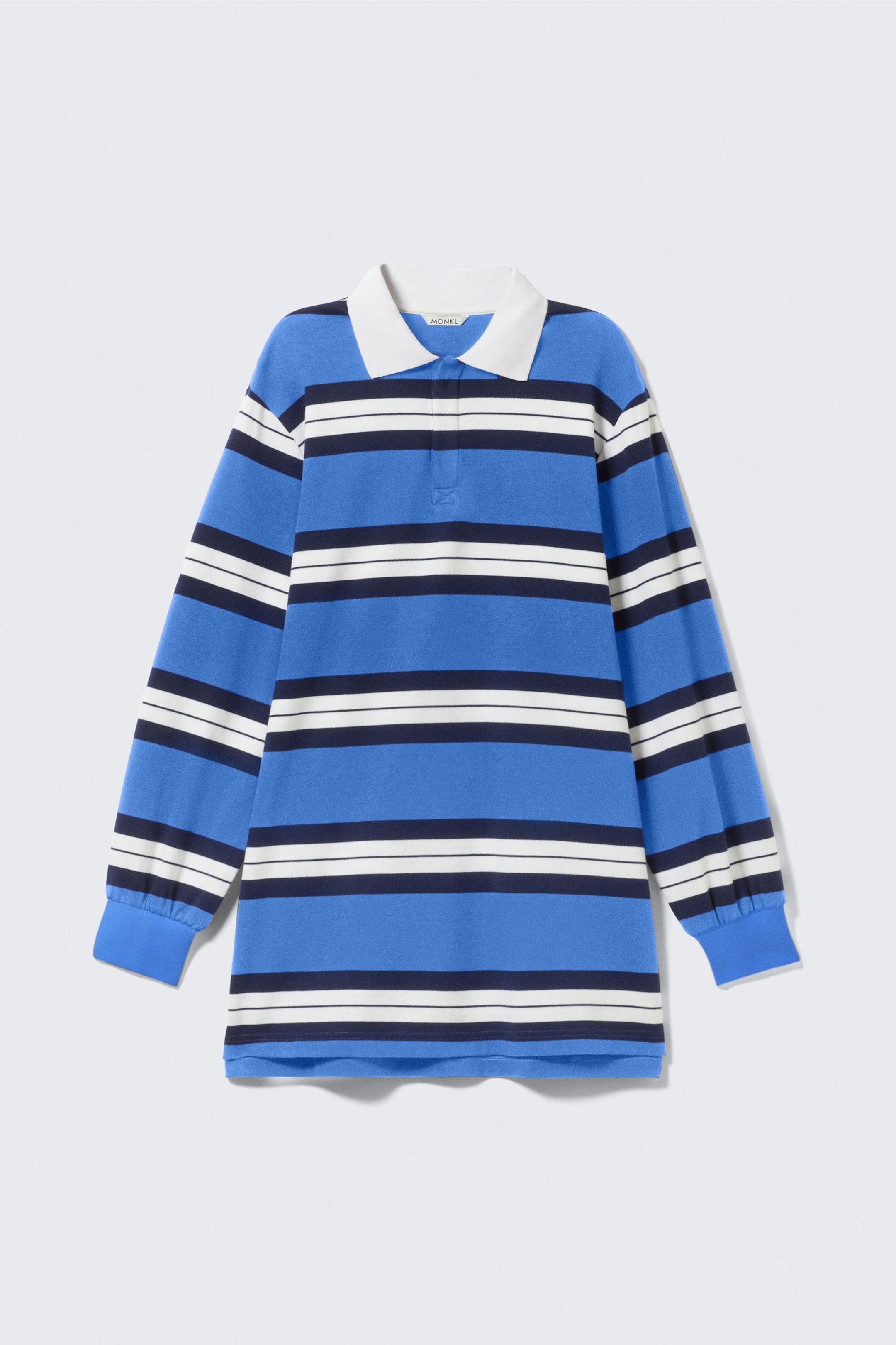 Striped Blue - Long-Sleeved Rugby Mini Dress - 4