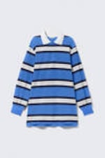 Striped Blue - Long-Sleeved Rugby Mini Dress - 4