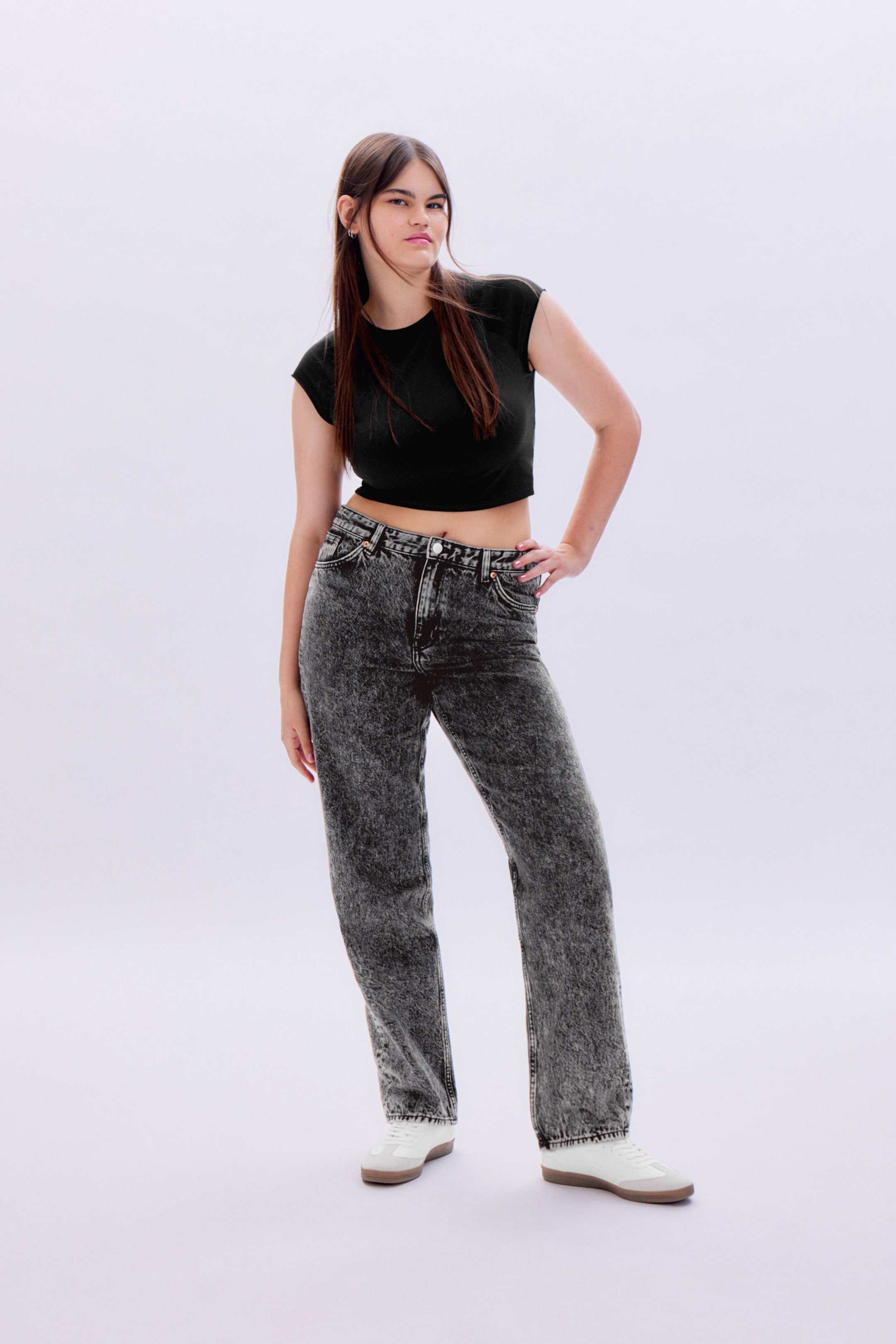 Washed Black - Aimo Mid Straight Jeans - 1