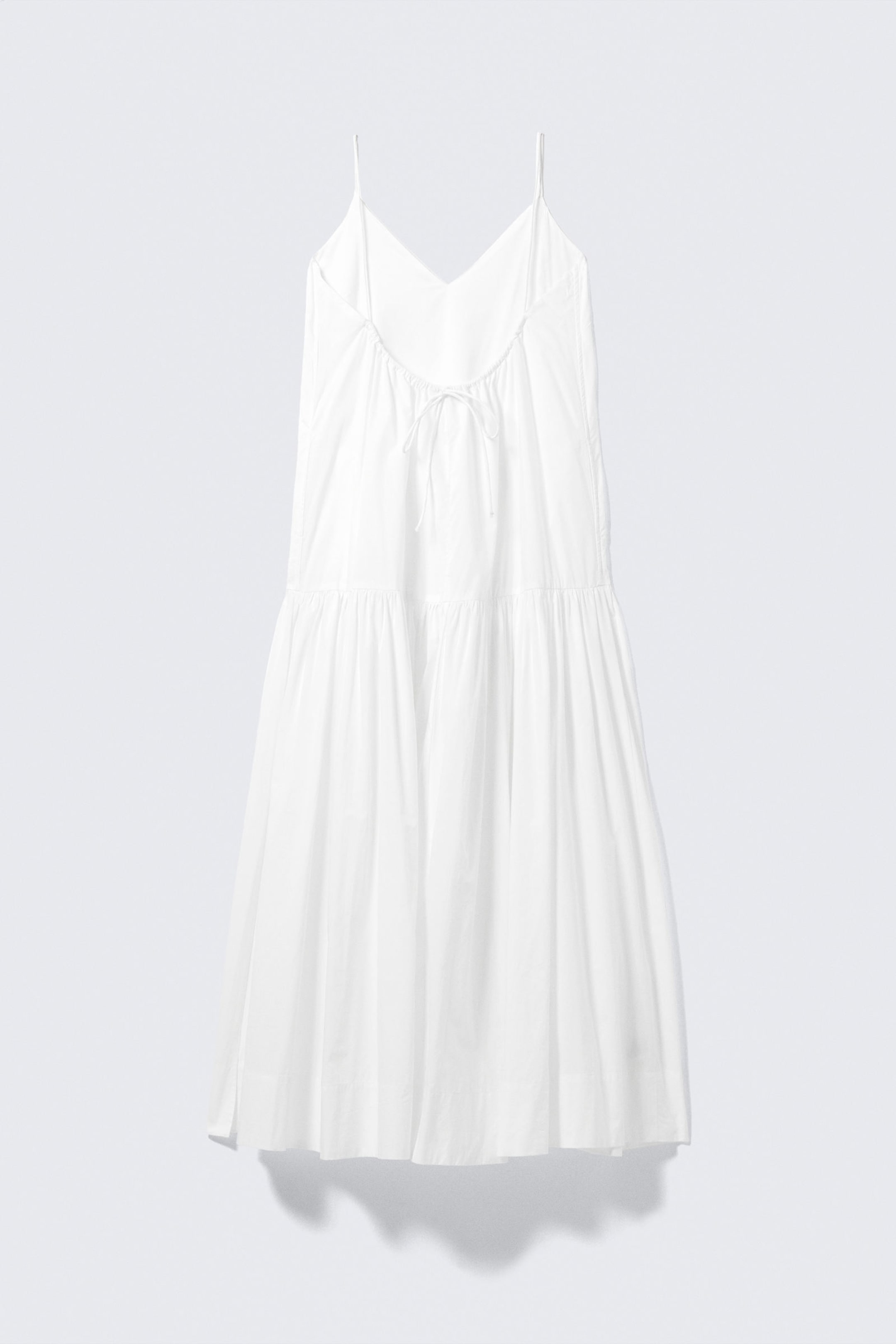 White - Tiered Cotton Poplin Maxi Dress - 5
