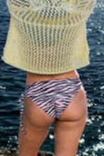 Pink Tiger-striped - Printed Tie-Side Bikini Bottoms - 0