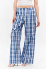 Blue Check - Wide-Leg Cotton Twill Trousers - 1
