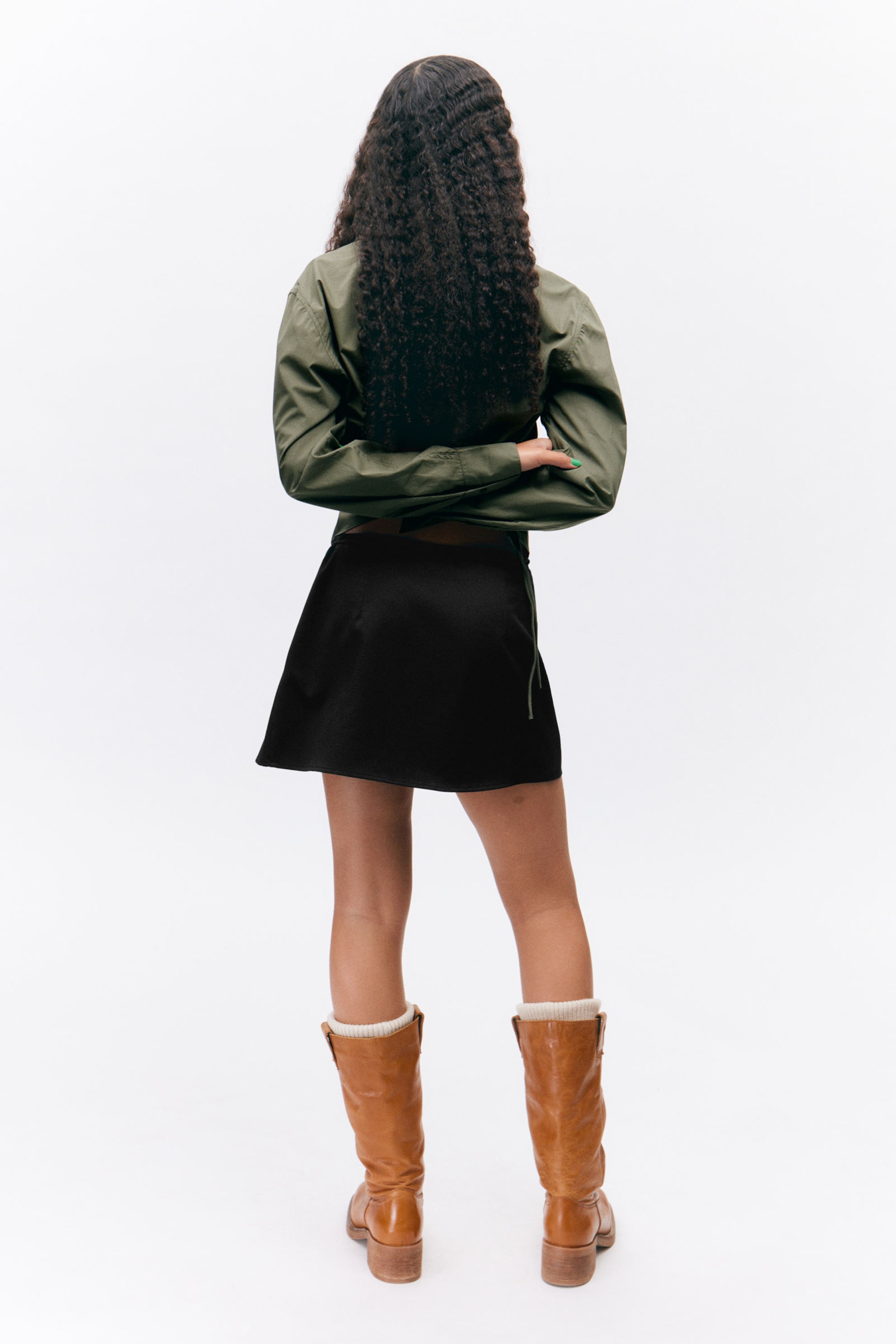 Black - Mini Wrap Skirt - 2