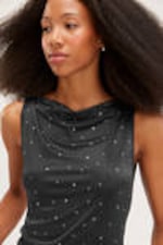 Black - Heart Studs - Sleeveless Boatneck Tank Top - 1