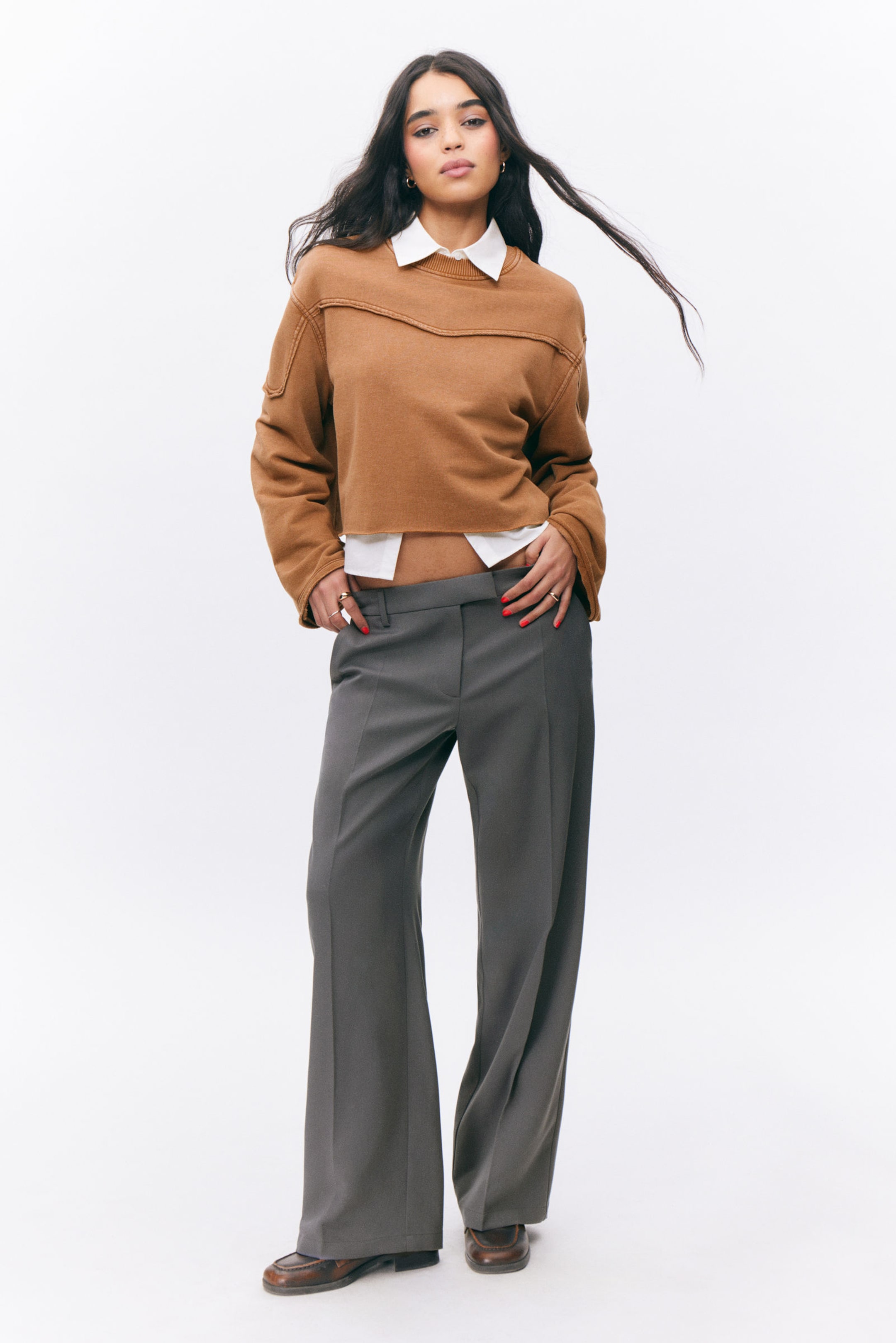 #626366 - Low Waisted Pleated Suiting Trousers - 1