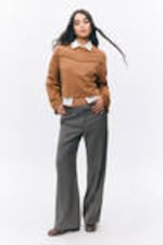Dark Grey - Low Waisted Pleated Suiting Trousers - 0