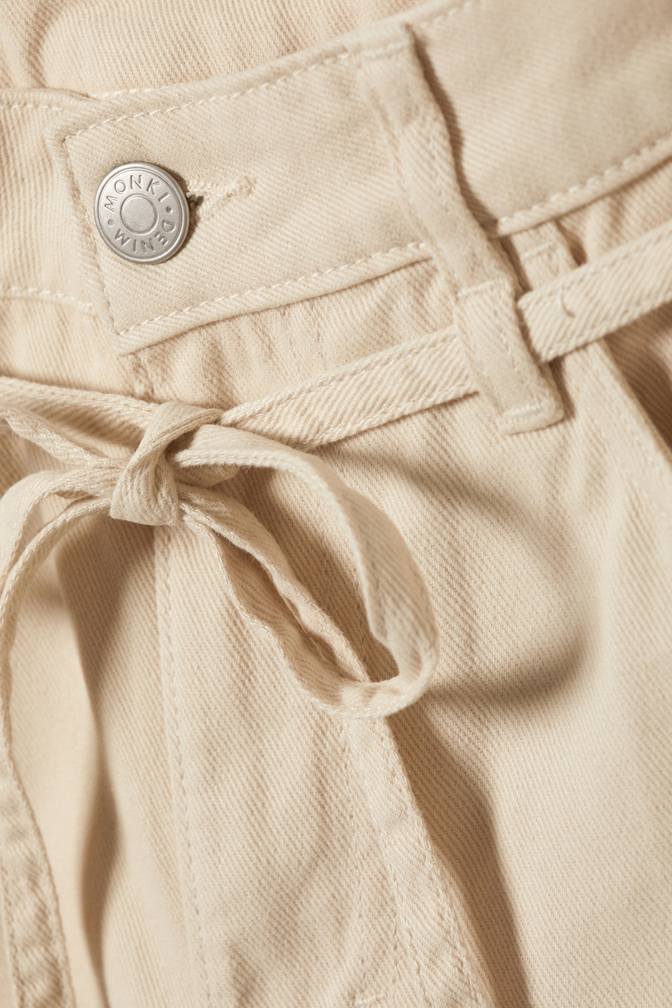Light Beige - Low Waisted Relaxed Twill Trousers - 4