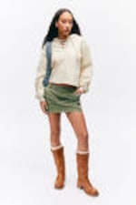 Light Beige - Cropped Lace-up Hoodie - 0