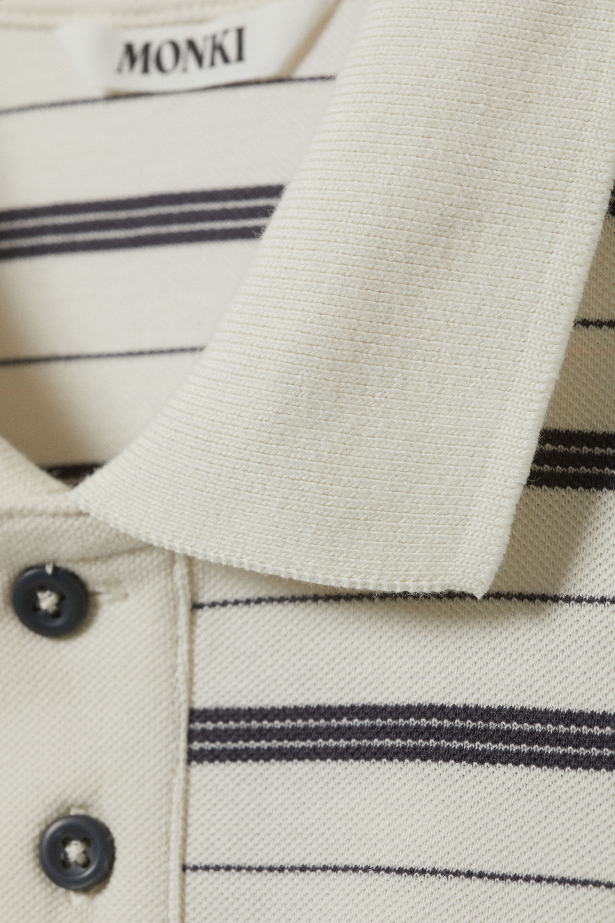 Striped Off-black & White - Striped Relaxed Fit Polo Shirt - 4